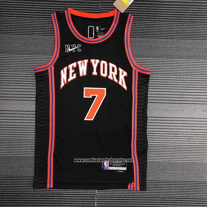 Camiseta New York Knicks Carmelo Anthony #7 Ciudad 2021-22 Negro